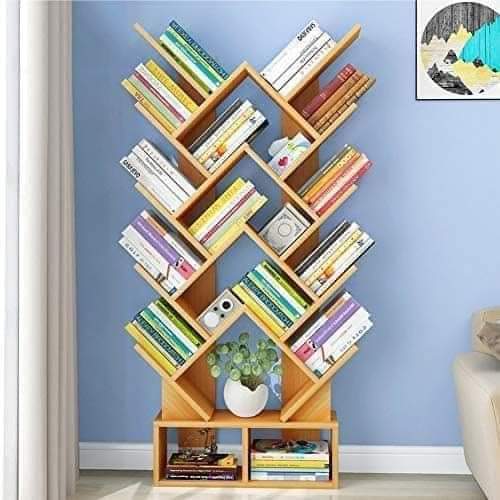 Wooden W Shape Bookshelf For Office / Home