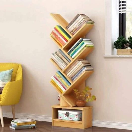 Wooden Tree Shape 7 Tier Bookshelf For Office & Home