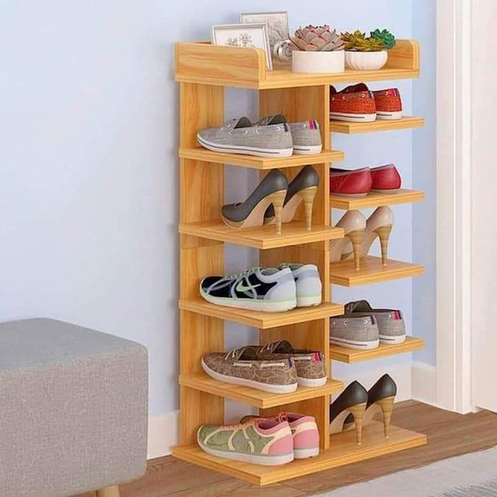 Latest Wooden Shoe Rack Designs Wooden 6-Layer Double Row Shoe