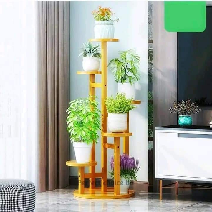 5 Tier Wooden Flower Plant Stand For Living Room, Office, Balcony