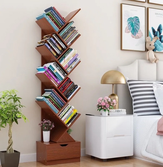 Wooden Tree Shape 9 Tier Bookshelf For Office & Home