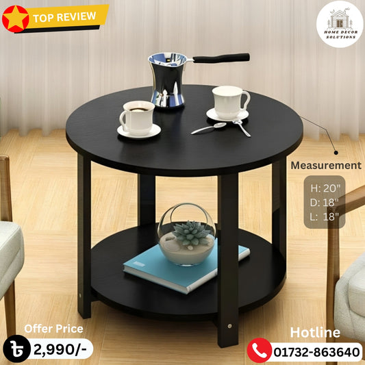 Minimalist Wooden Coffee Table | Round Tea Table for Living Room, Bedroom, Office