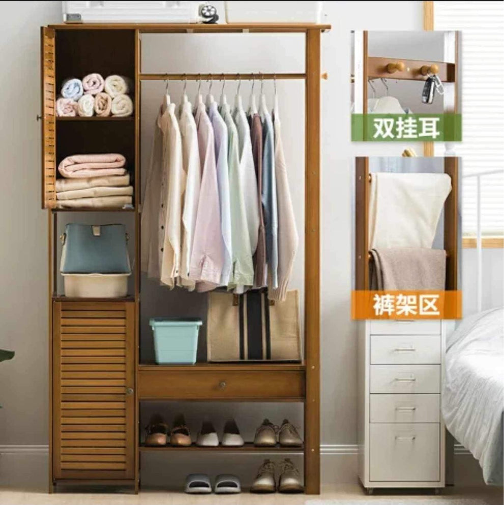 Wooden Bedroom Closets Storage Organizer | Wooden Clothes Stand