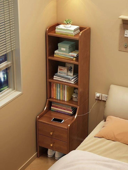 GaRcan Bedside Tables, Bedroom Bedside Shelf, Modern Storage Cabinet, Bedside Table with Single and Double Drawer for Small Spaces, 5-Tier Organiser with 2 Drawer