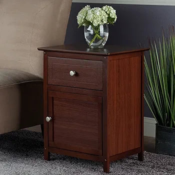 Wooden Bedside Table with Cabinet