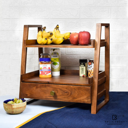 Wooden Versatile Kitchen Organizer Rack with Drawer