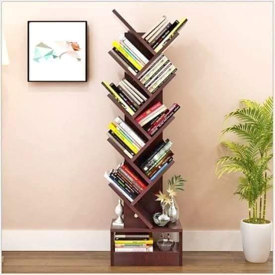 Wooden Tree Shape 9 Tier Bookshelf For Office & Home