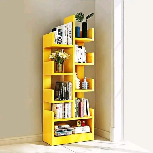 6 Tier L-Shaped Wooden Bookshelf