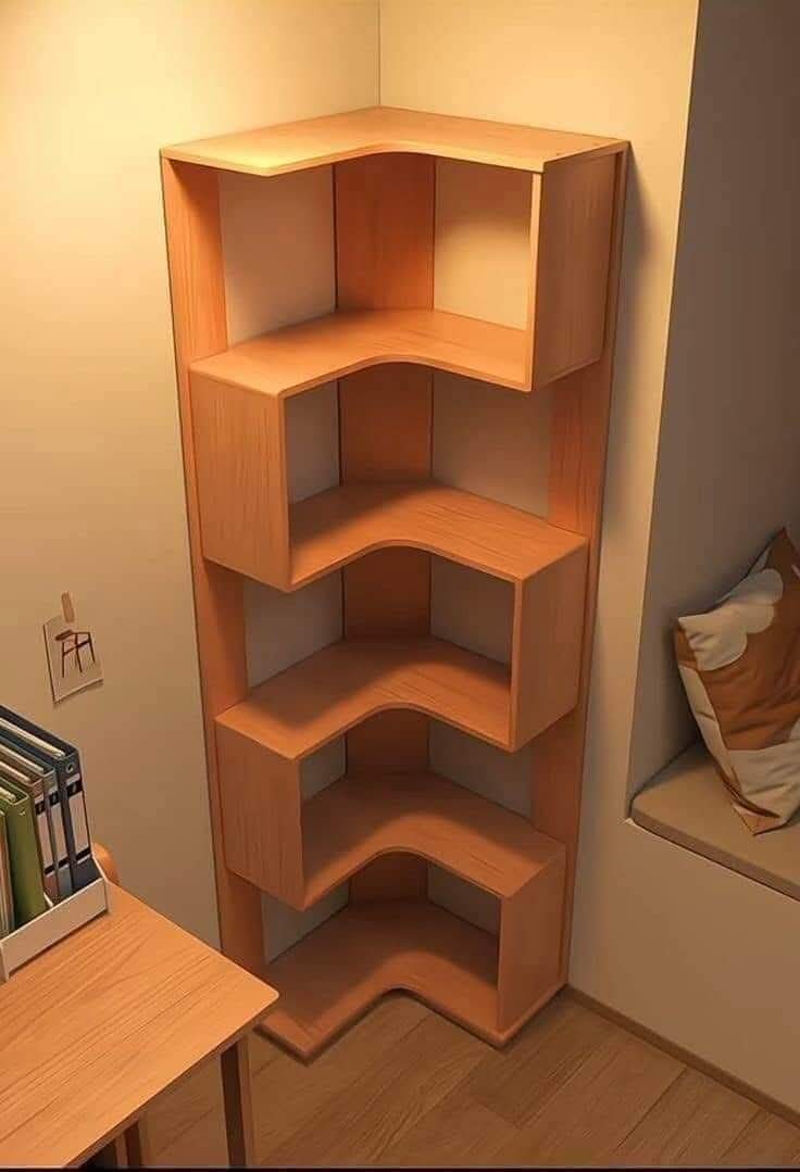 Wooden Stylish corner bookshelf