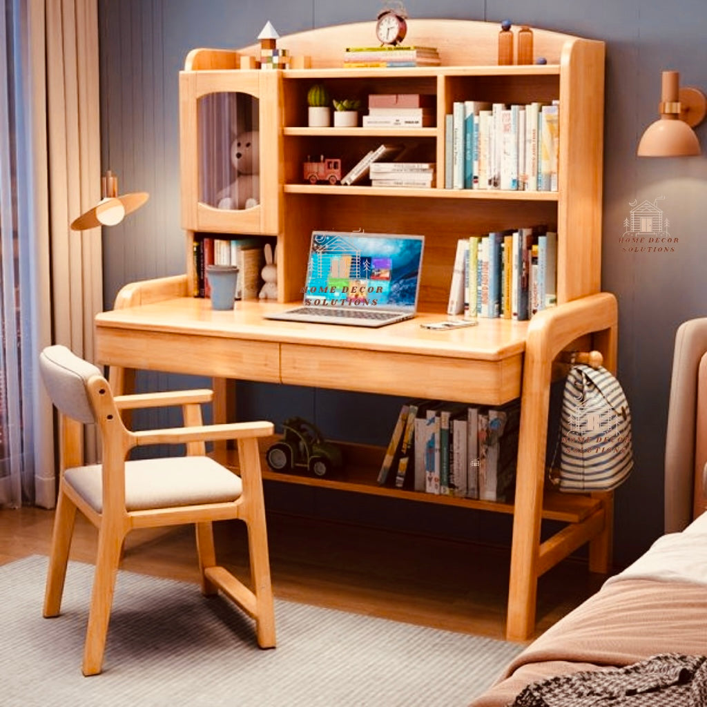 Solid Wood Executive Study Desk with Chair Set