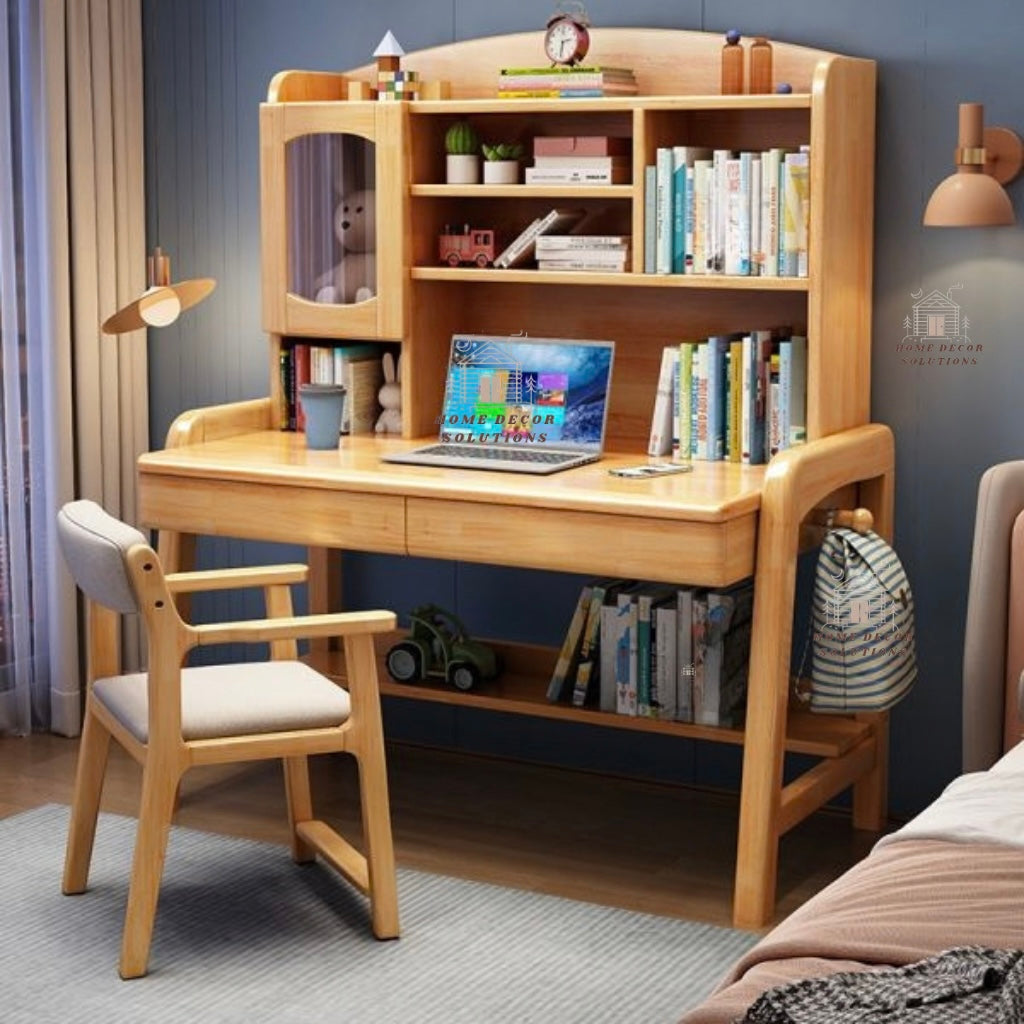 Solid Wood Executive Study Desk with Chair Set