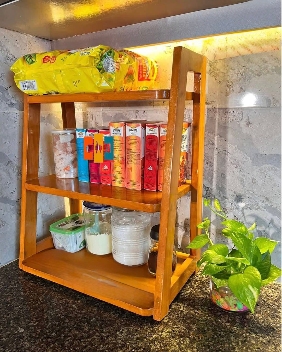 Wooden modern kitchen organizer
