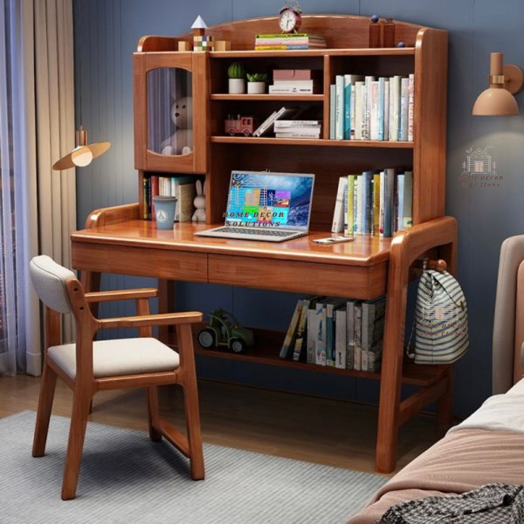 Solid Wood Executive Study Desk with Chair Set