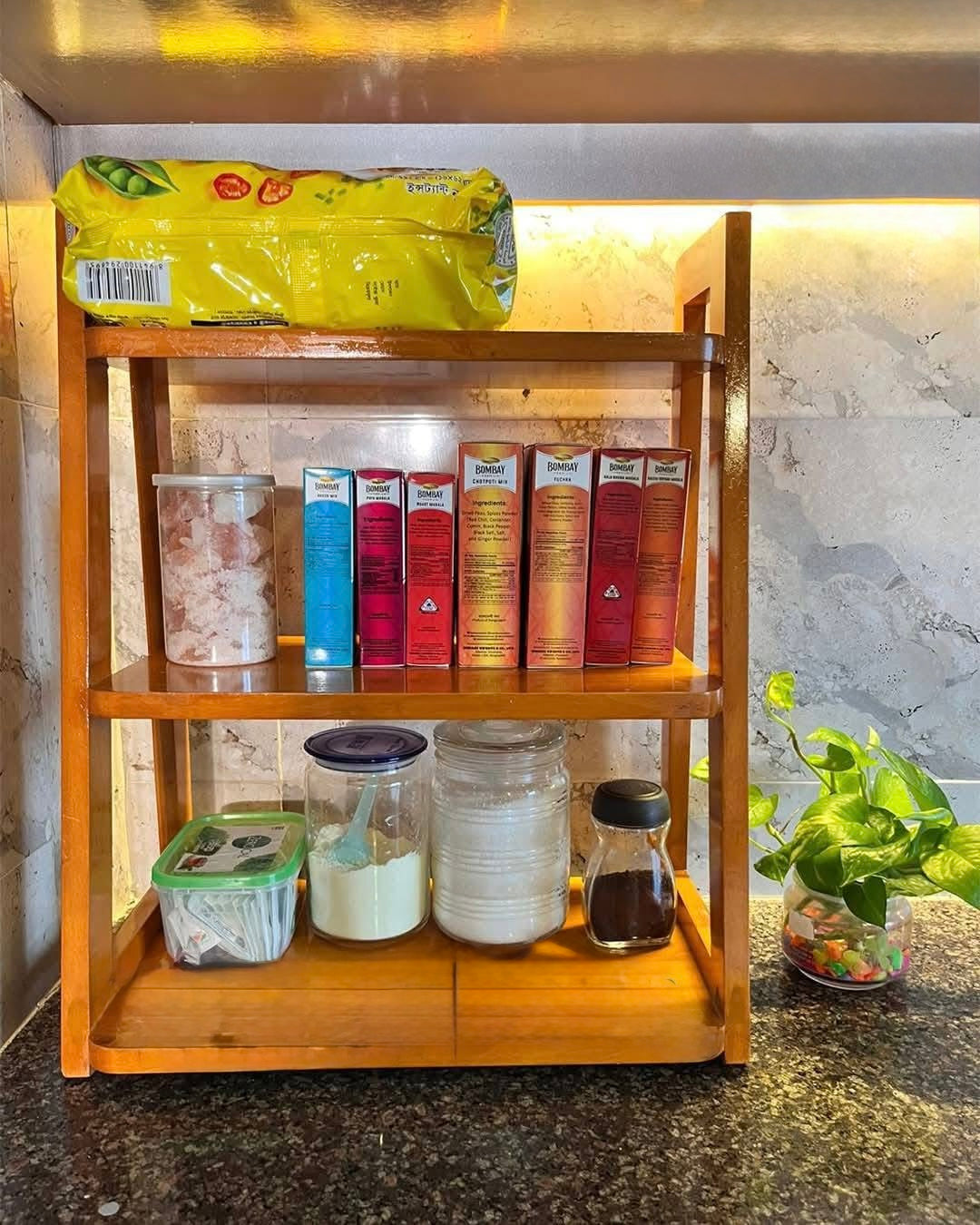 Wooden modern kitchen organizer