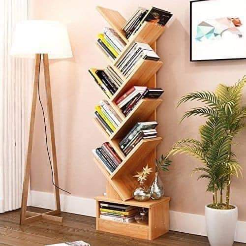 Wooden Tree Shape 9 Tier Bookshelf For Office & Home