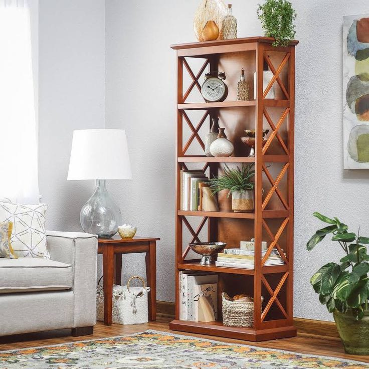 Stylish wooden corner shelf