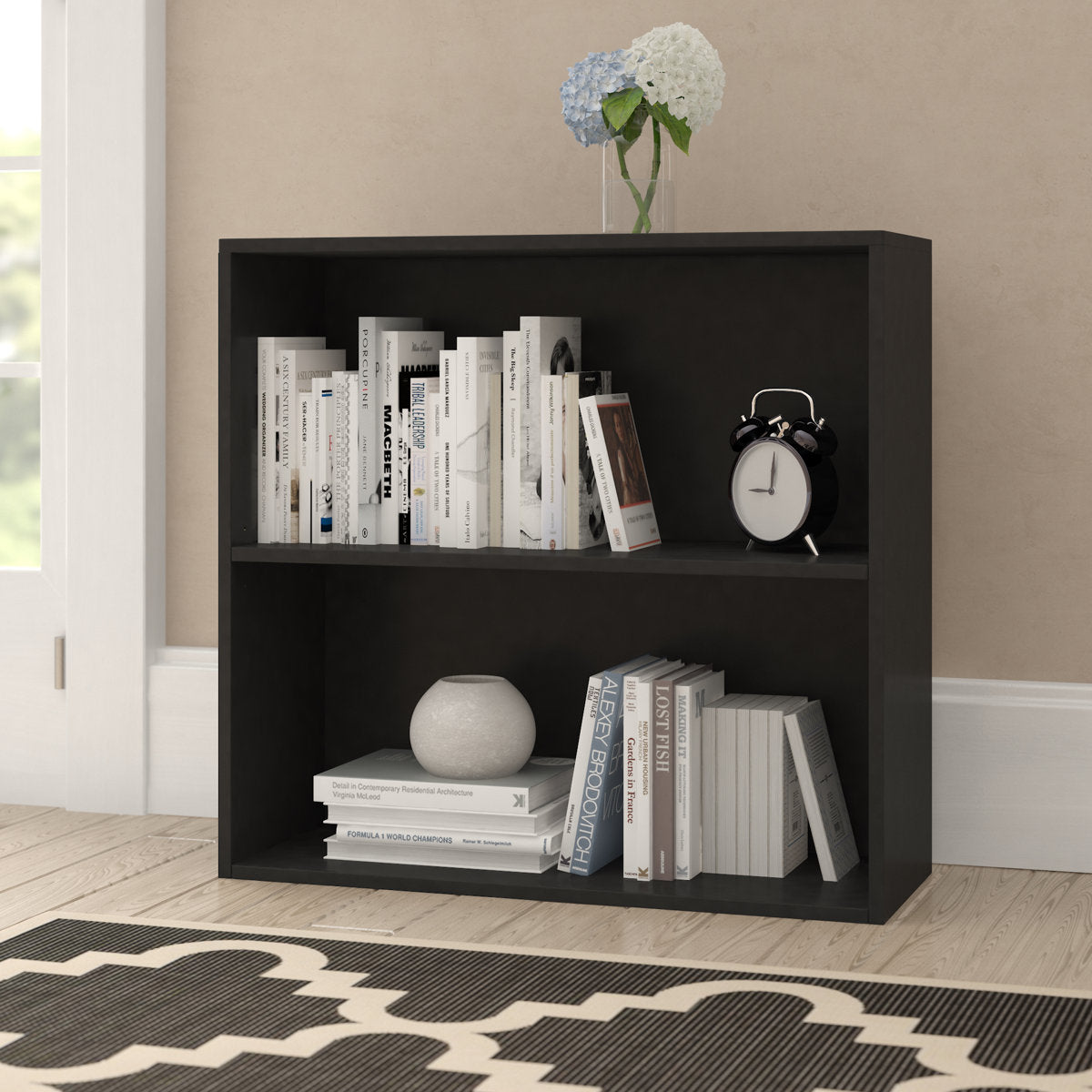Small 2 Shelf Bookshelf for Home Office and Living Room