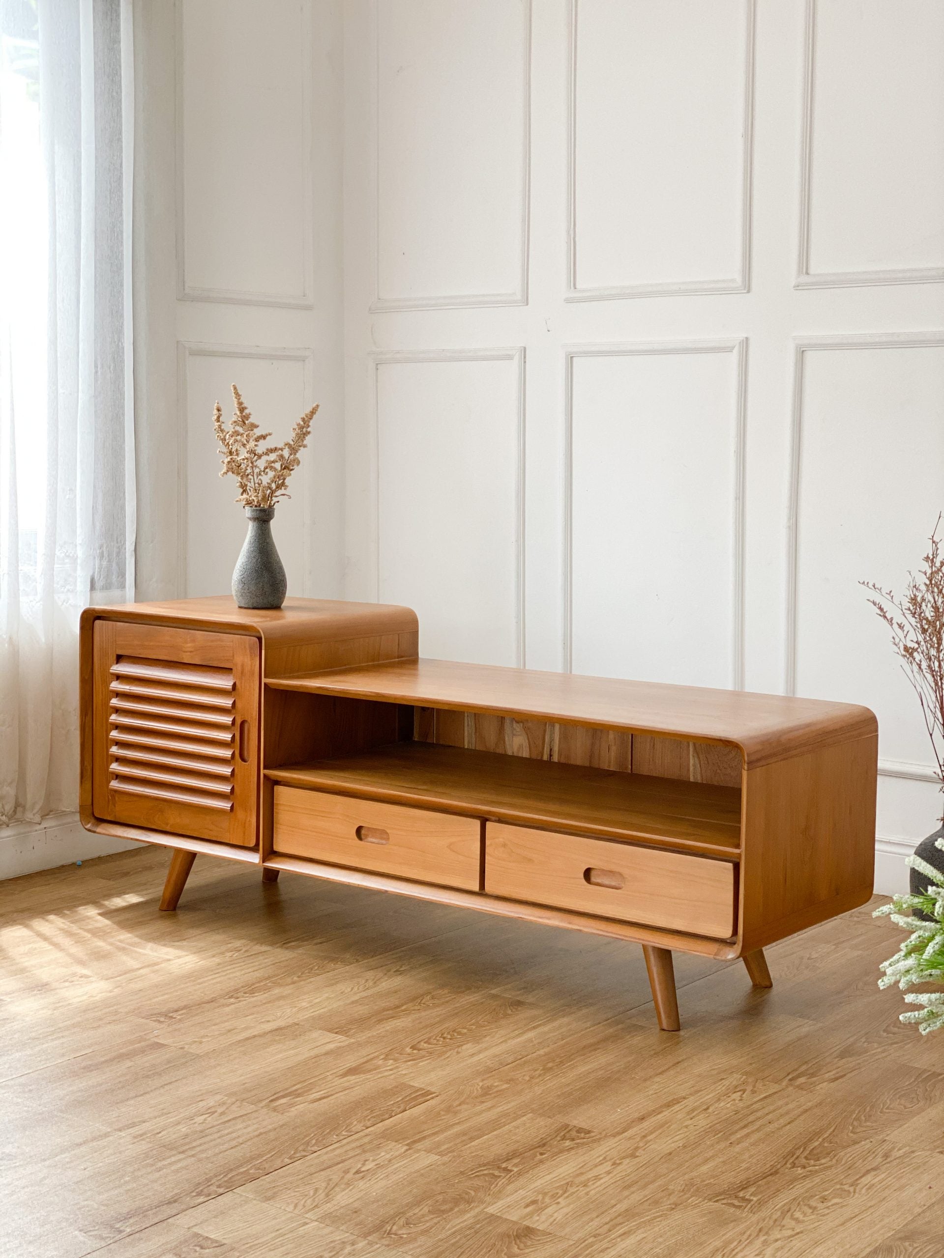 Modern Wooden TV Console Table with Drawers