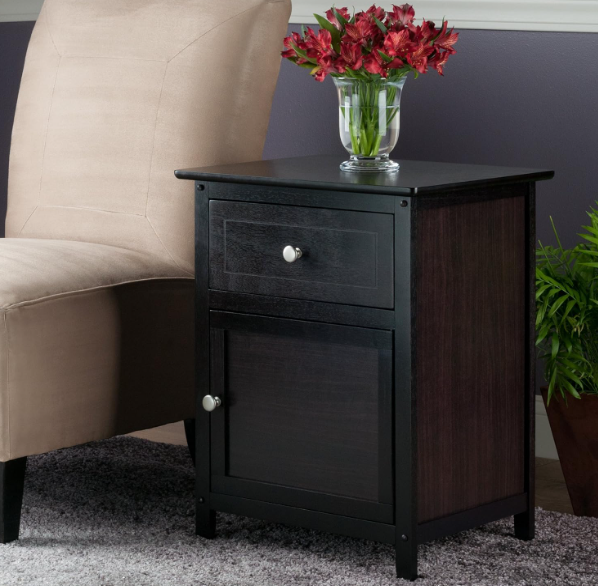 Wooden Bedside Table with Cabinet