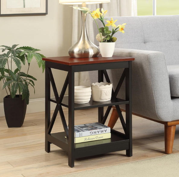 Wooden Oxford End Table with Shelves