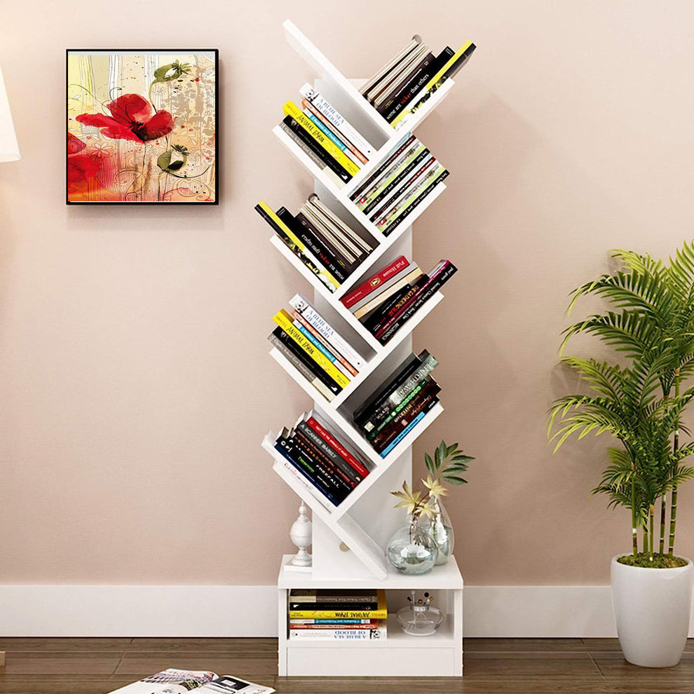 Wooden Tree Shape 9 Tier Bookshelf For Office & Home