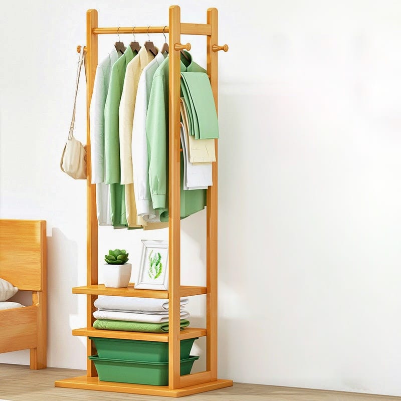 Wooden Multi Layer Alna With 3 Side Hook And 2 Shelf For Bedroom| wooden cloth stand