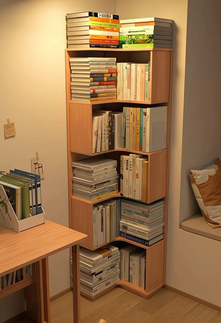 Wooden Stylish corner bookshelf