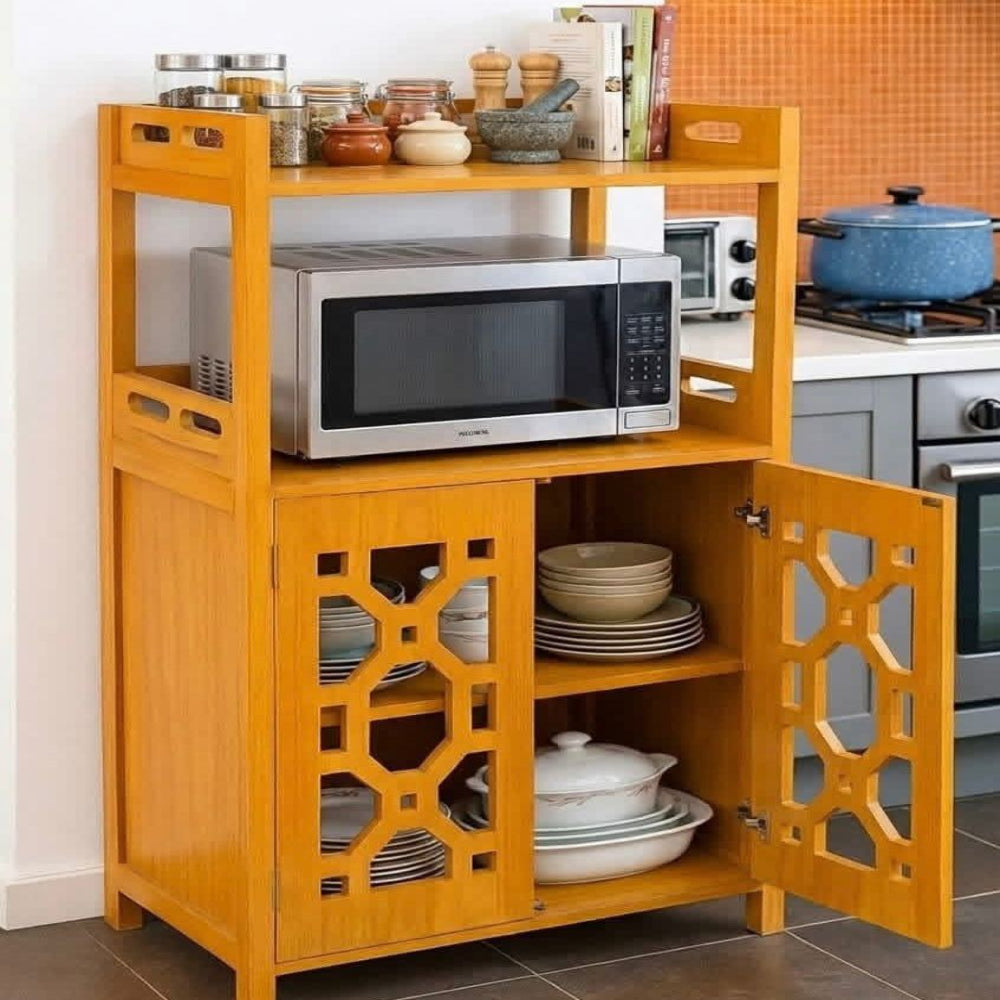 Modern Wooden Kitchen Organizer & Microwave Oven Cabinet