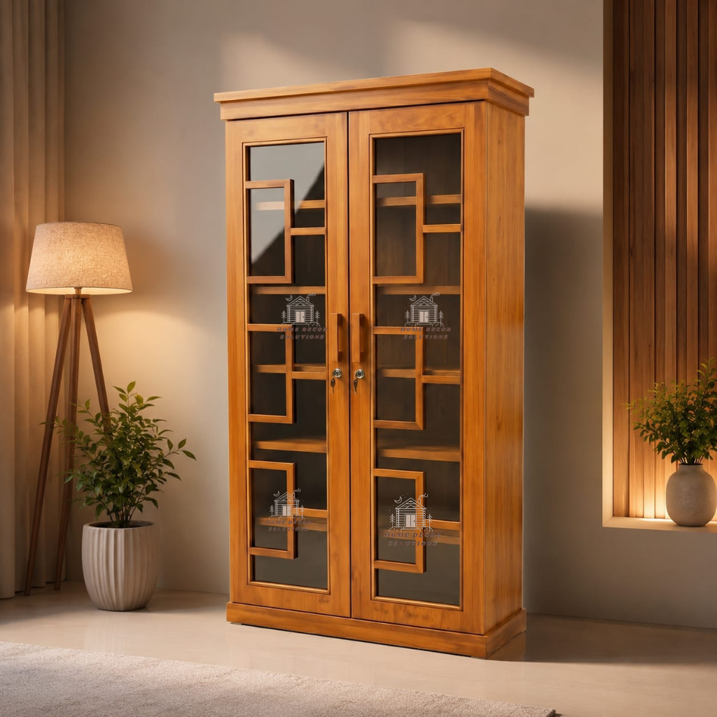 Geometric Elegance Wooden Showcase