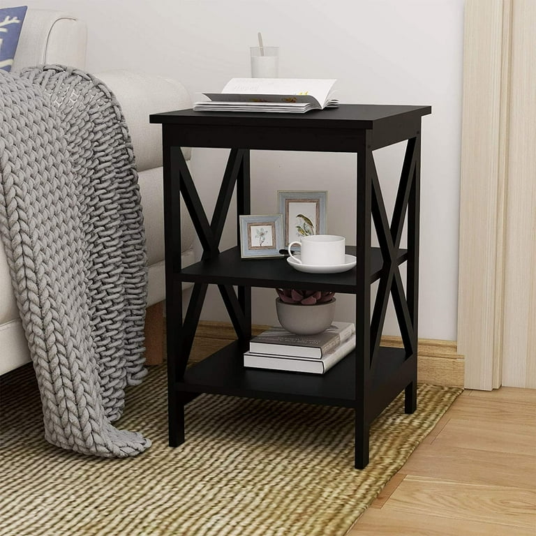 Wooden Oxford End Table with Shelves