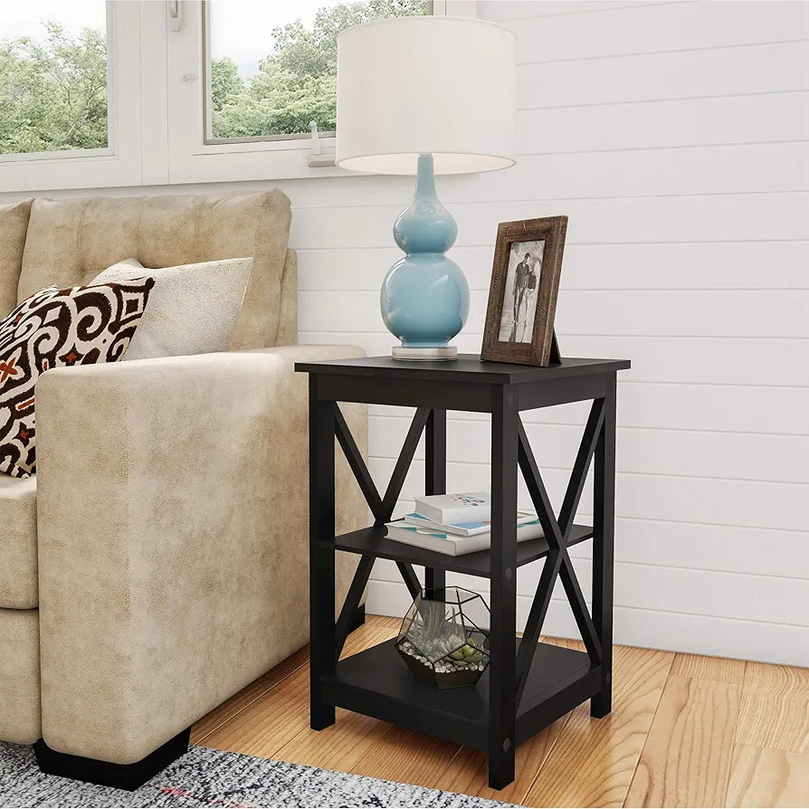 Wooden Oxford End Table with Shelves