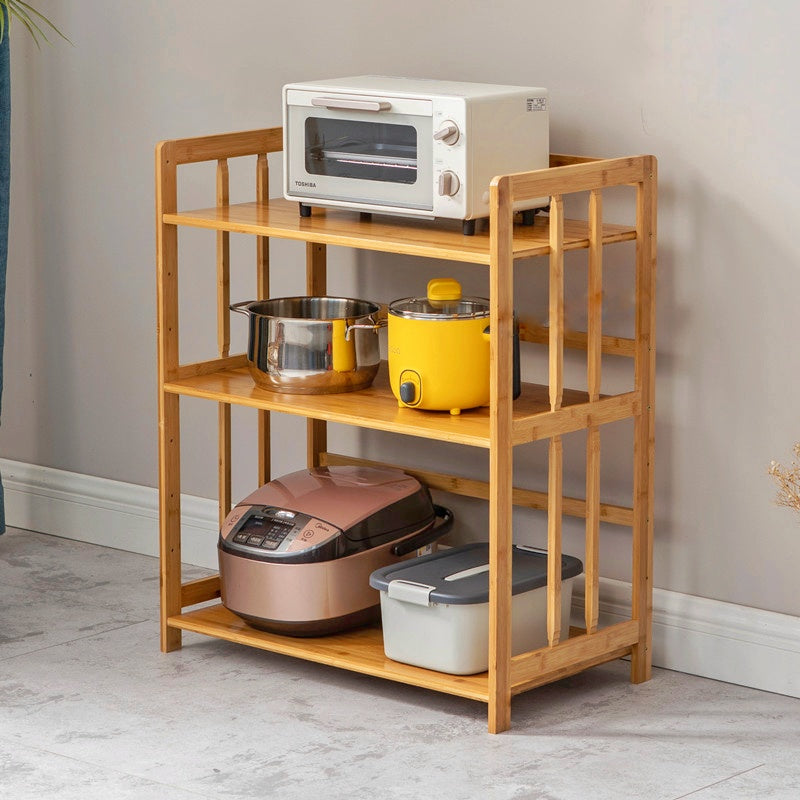 3-Tier Multi-Purpose Wooden Kitchen Storage & Microwave Stand