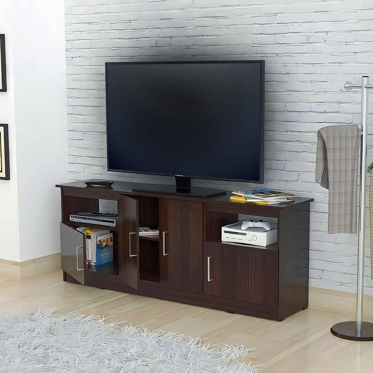 Modern 4-Door Wooden TV Cabinet