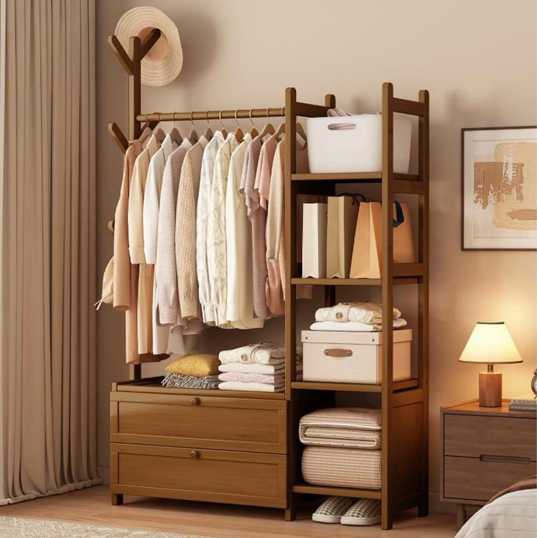 Modern Wooden Clothes Rack Stand