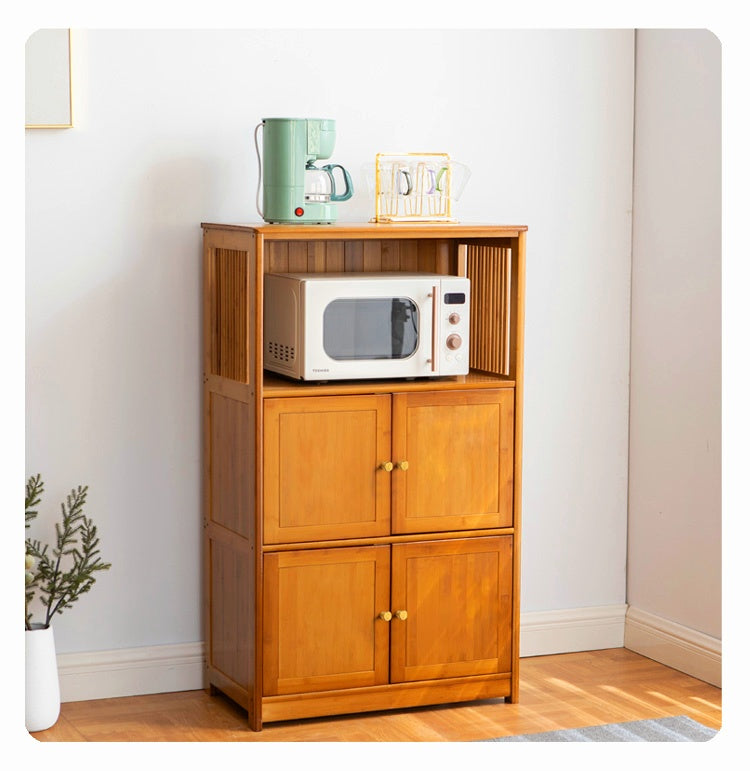Premium Wooden Kitchen Cabinet with Microwave Stand & Storage Doors
