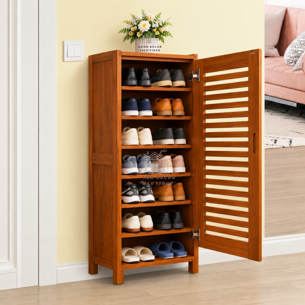 Space Saving 7-Tier Wooden Shoe Storage Cabinet for Home