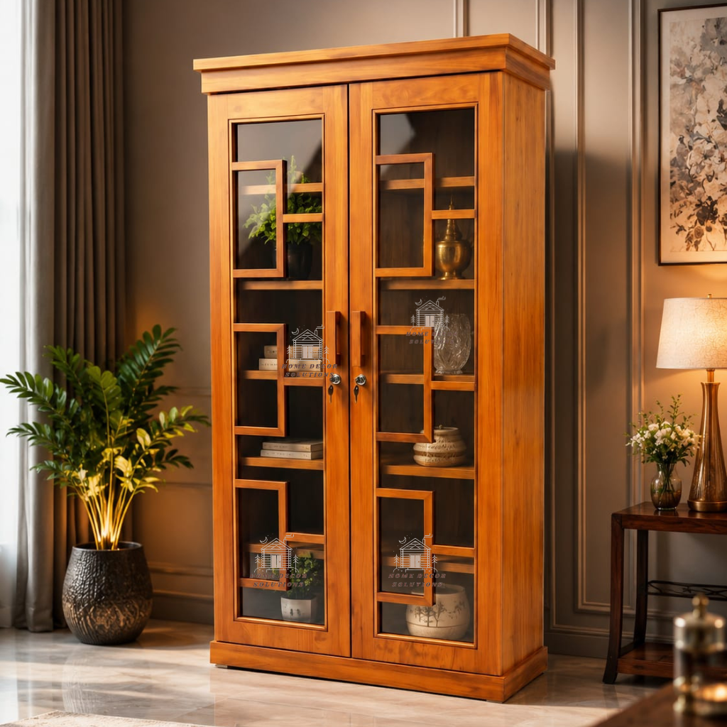 Geometric Elegance Wooden Showcase