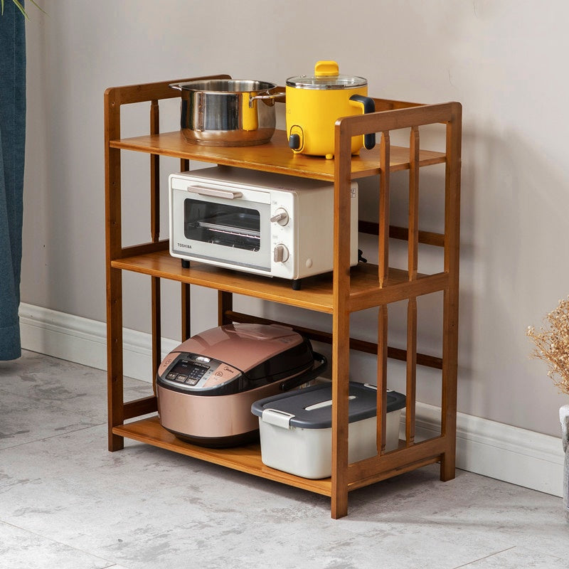3-Tier Multi-Purpose Wooden Kitchen Storage & Microwave Stand