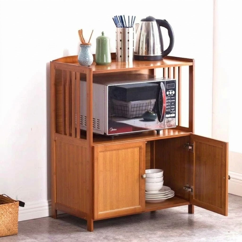 Premium Mehogani Wood Kitchen Storage Cabinet with Oven Shelf & 2-Door Cabinet
