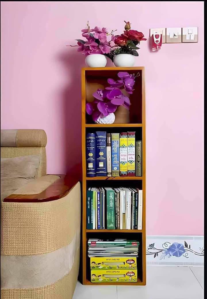 Small Narrow Bookcase Bookshelf Vertical For Wall Tall Book Shelf 4 Tier Thin