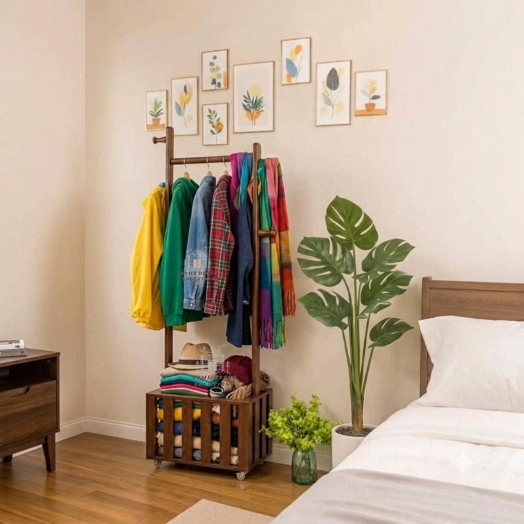 Premium Wooden Coat & Clothes Hanger Rack with Wheels