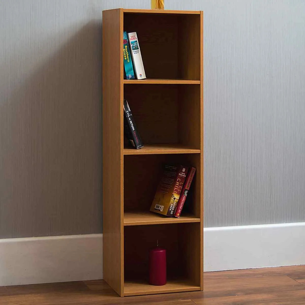 Small Narrow Bookcase Bookshelf Vertical For Wall Tall Book Shelf 4 Tier Thin