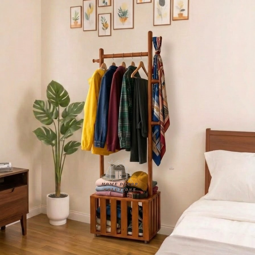 Premium Wooden Coat & Clothes Hanger Rack with Wheels