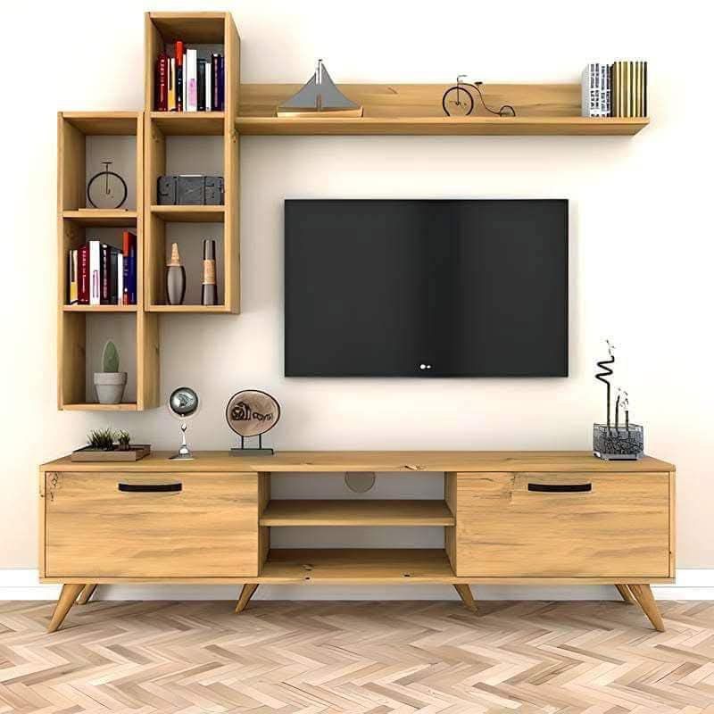 Modern TV Cabinet with Floating Shelves