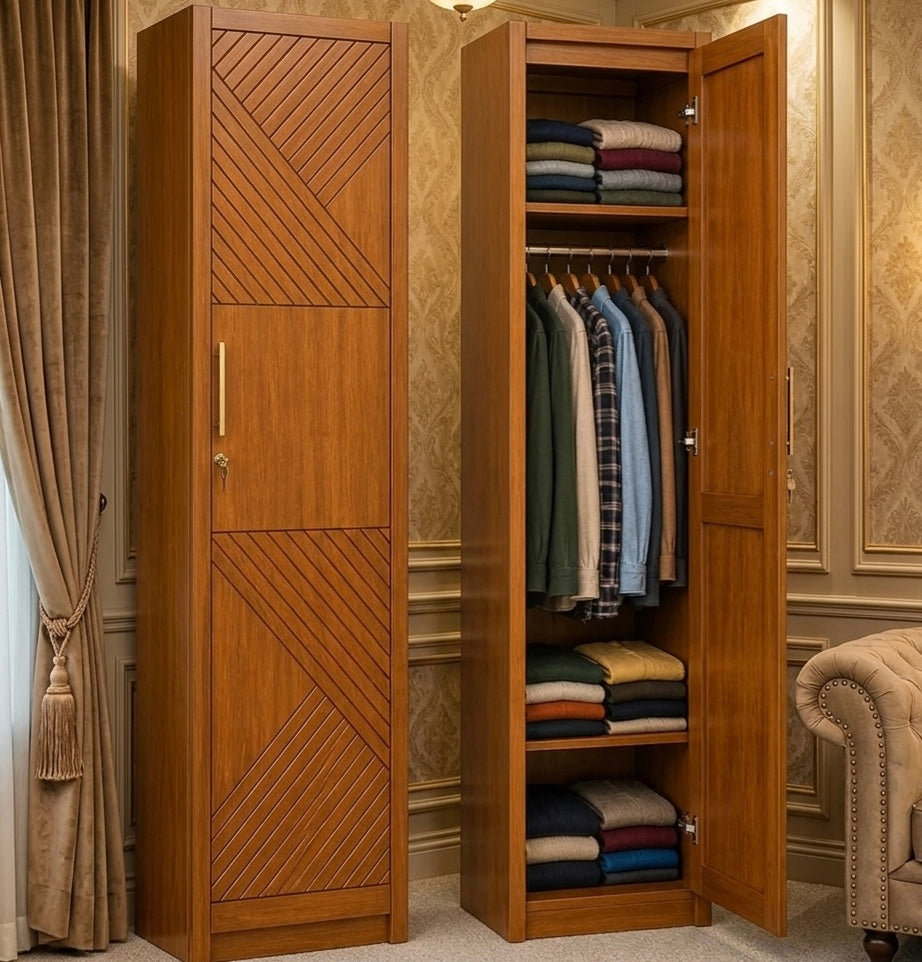 Premium Wooden Almirah with Lock & Hanging Space