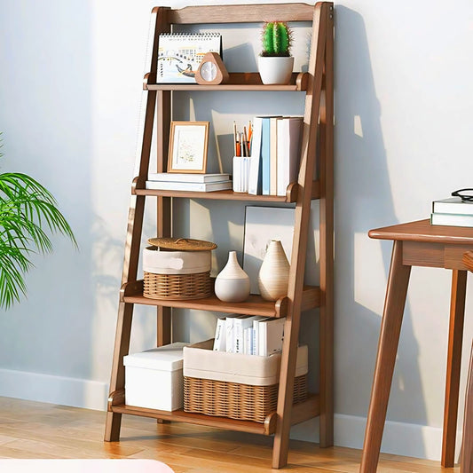Premium Wooden Ladder Bookshelf & Display Rack
