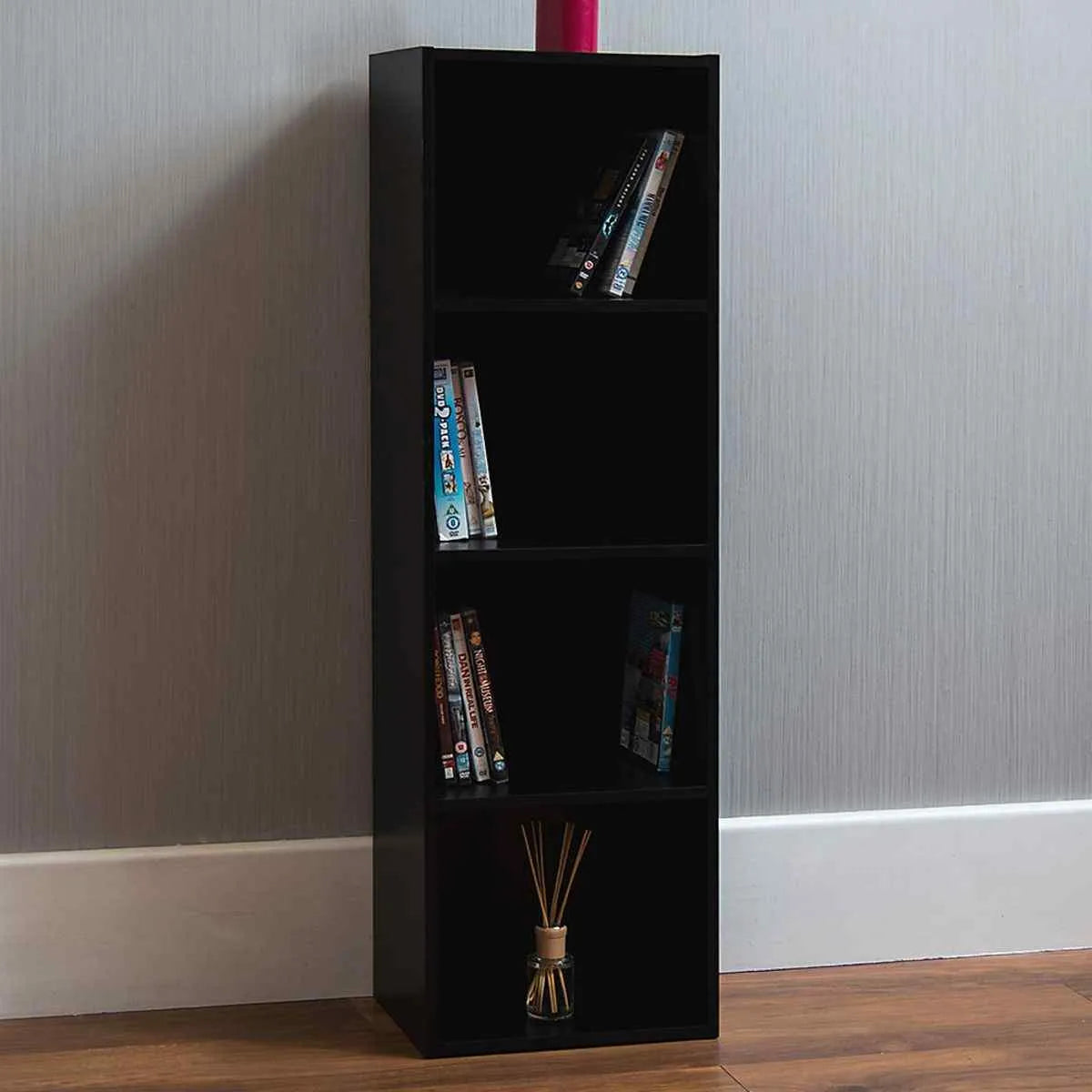 Small Narrow Bookcase Bookshelf Vertical For Wall Tall Book Shelf 4 Tier Thin